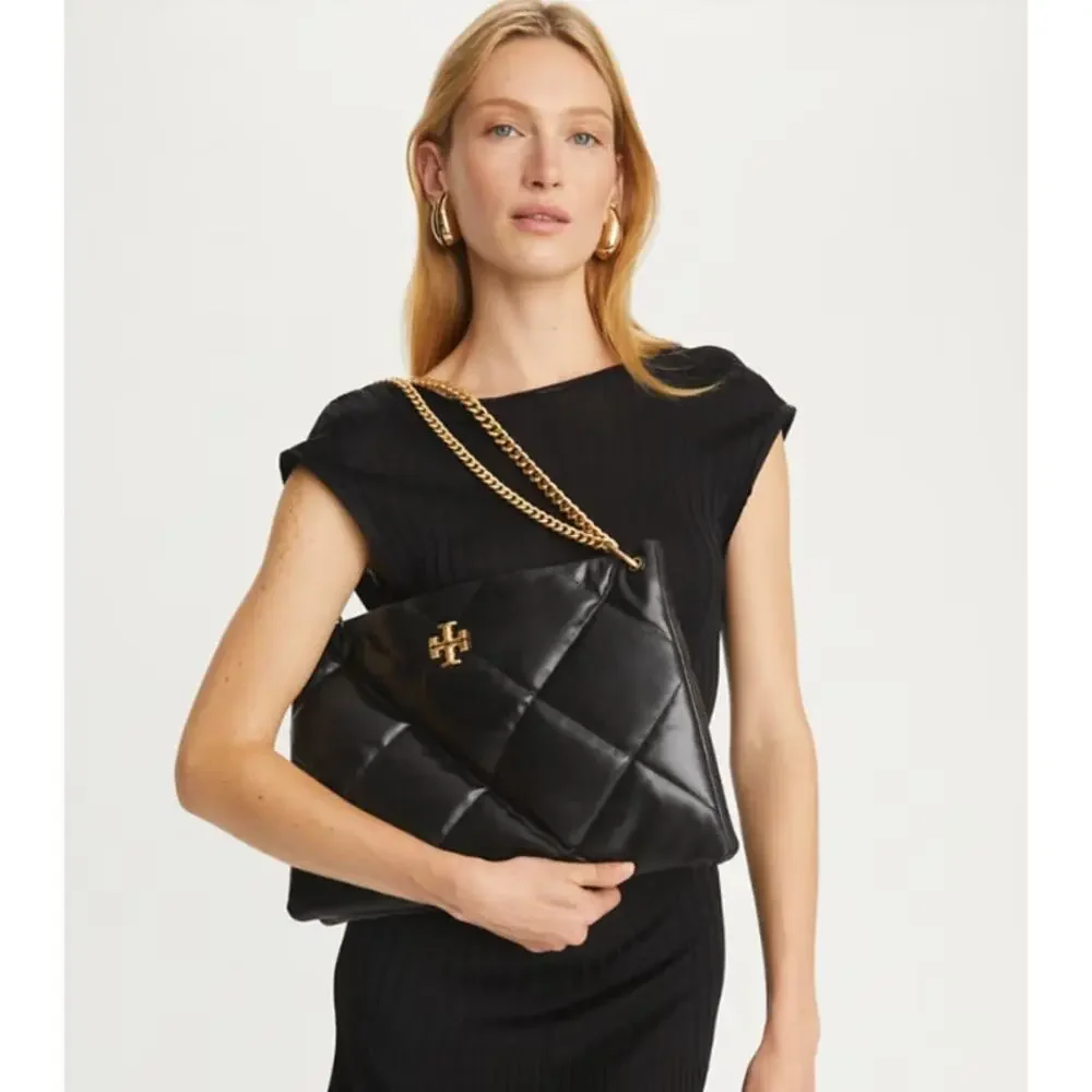 Tory Burch Kira Diamond Quilted Leather Hobo Bag in Green